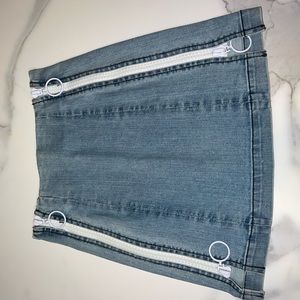 Unique denim skirt with zipper details!!! Great condition.